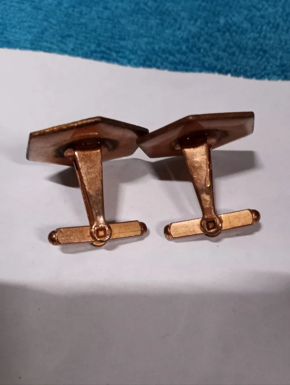Hexagon Turquoise Enamel Copper Cufflinks